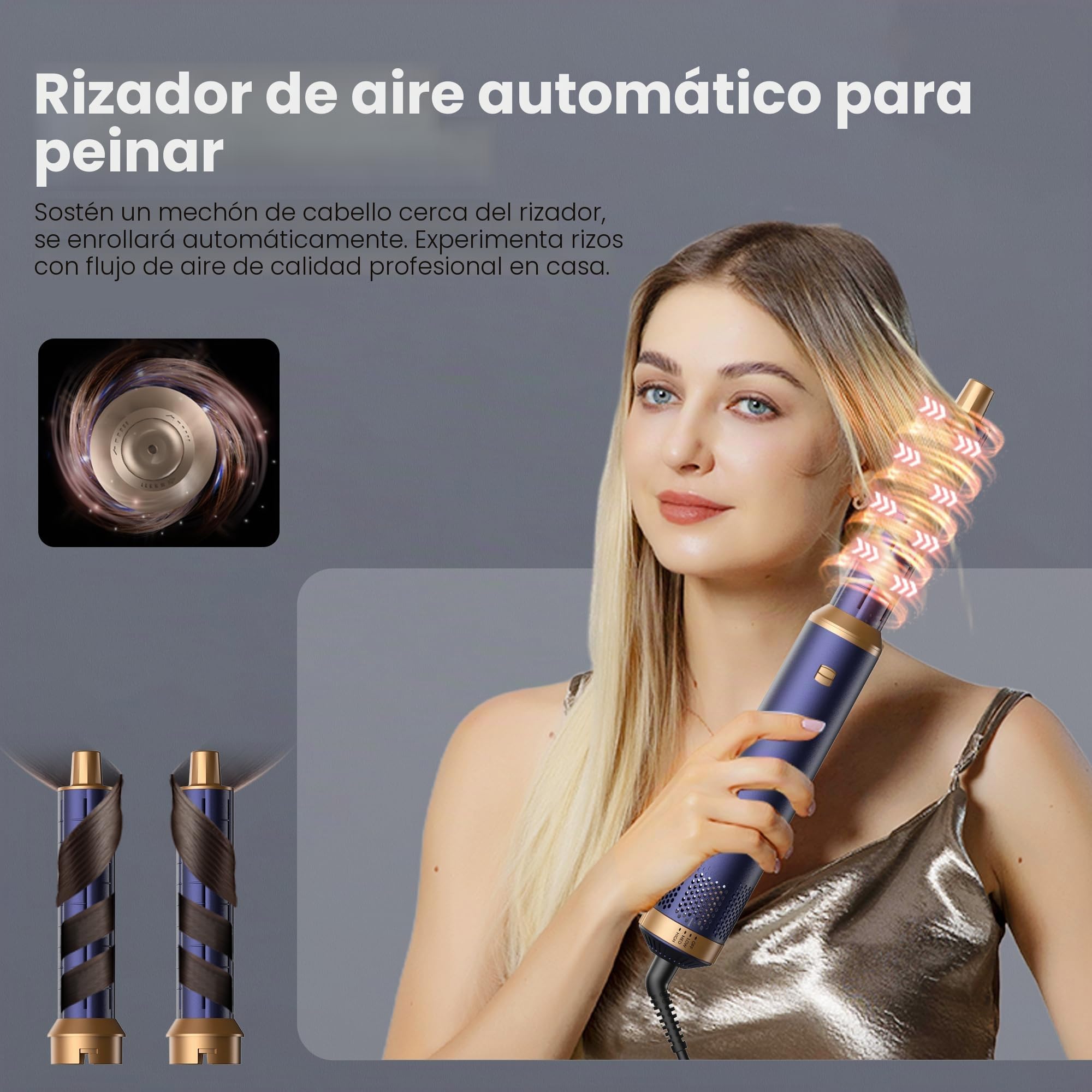 Air styler pro Secador 5 en 1 Secador Moldeador de Pelo 5 Cabezales Intercambiables 3 Temperaturas moldeador pelo Cepillo Secador Pelo juego de Brochas para Secar el Cabello