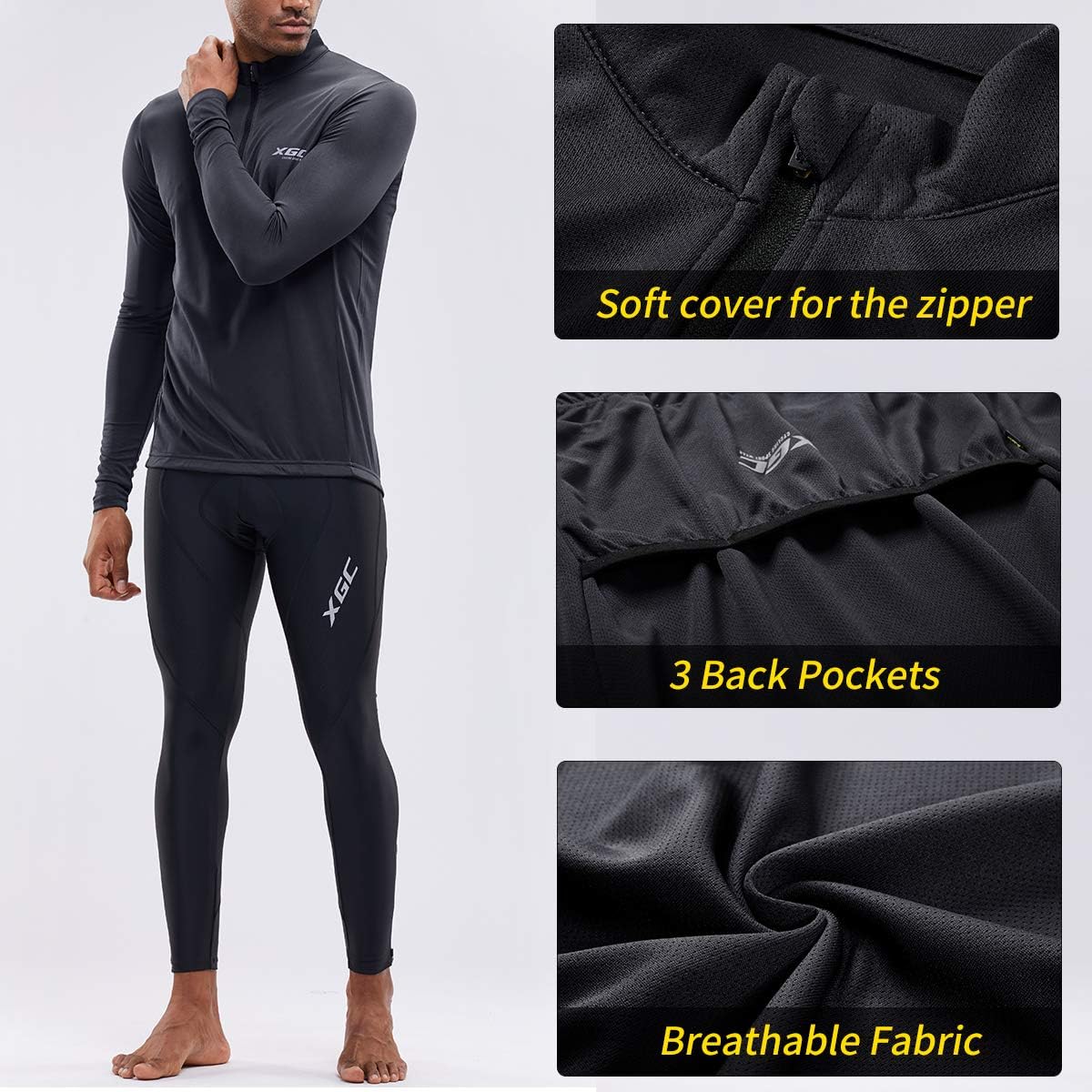 XGC Men's Short/Long Sleeve Cycling Jersey Bike Jerseys Cycle Biking Shirt with Quick Dry Breathable Fabric - Image 5