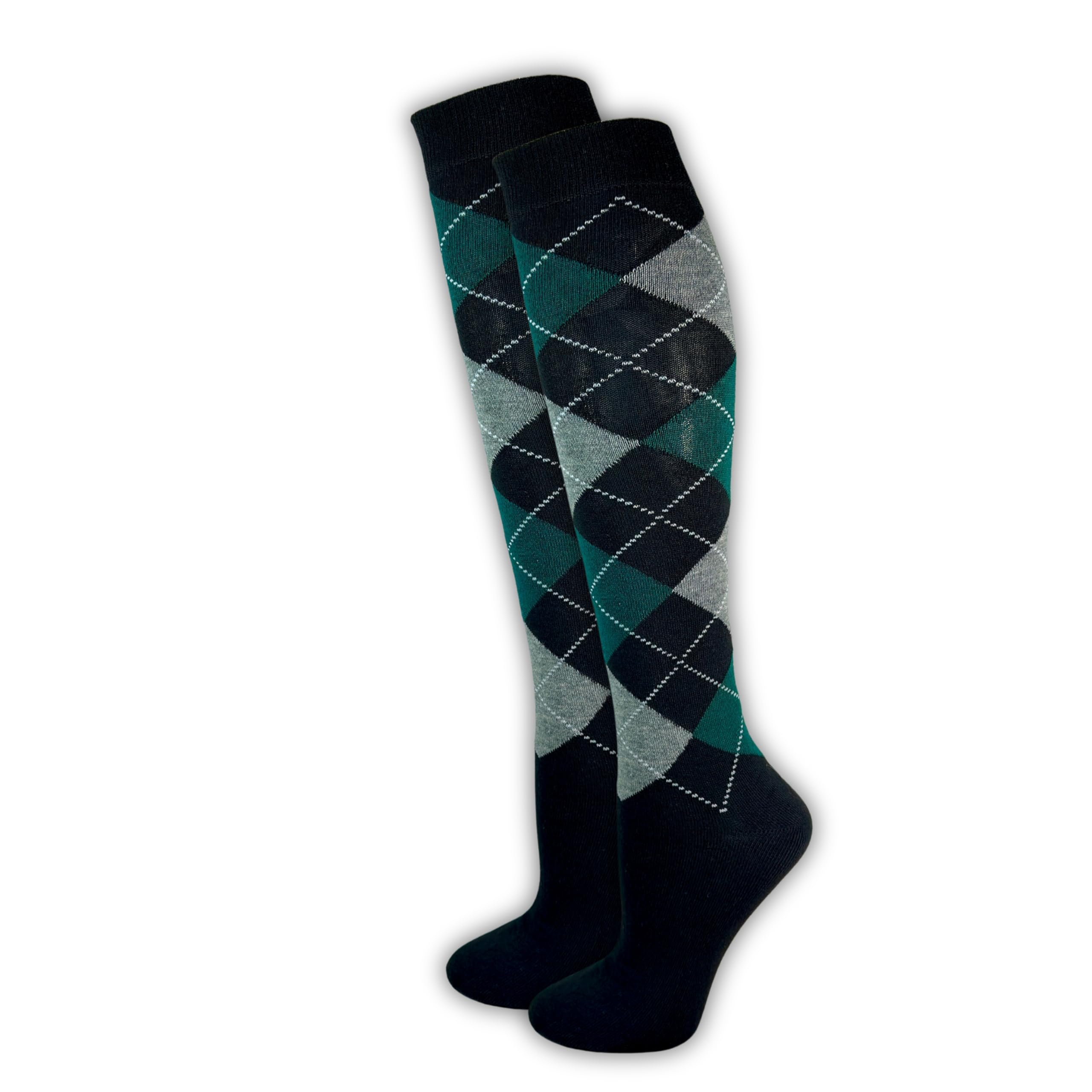 Generisch Lot de 6 paires de chaussettes d'équitation pour femme - Taille confortable - Coton - À carreaux - Respirantes