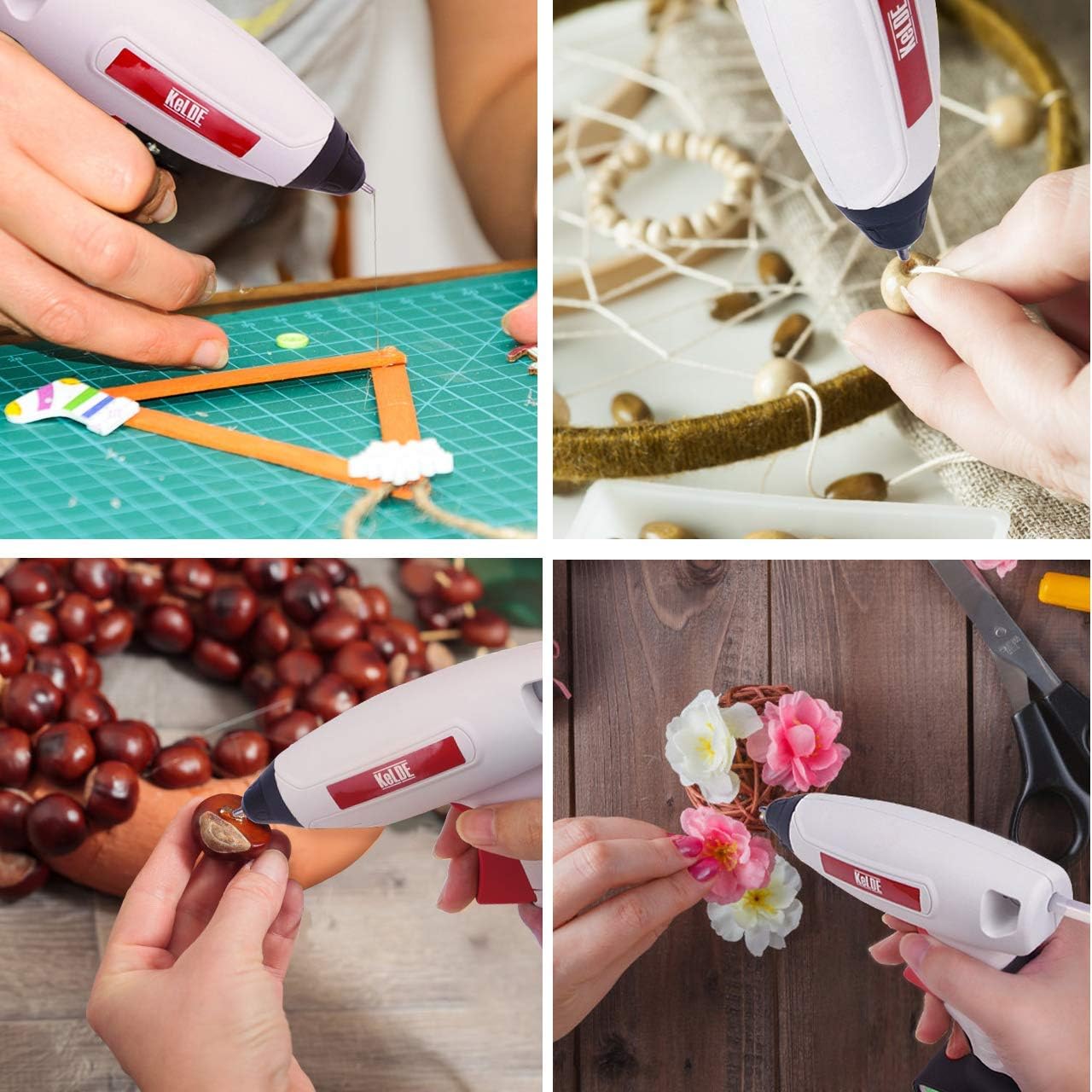 KeLDE Fine Tip Cordless Glue Gun Kit - 30 Seconds Heating Time Battery Rechargeable Hot Melt Glue Gun with 7mm Mini Glue Sticks for DIY, Crafts & Home Repairs