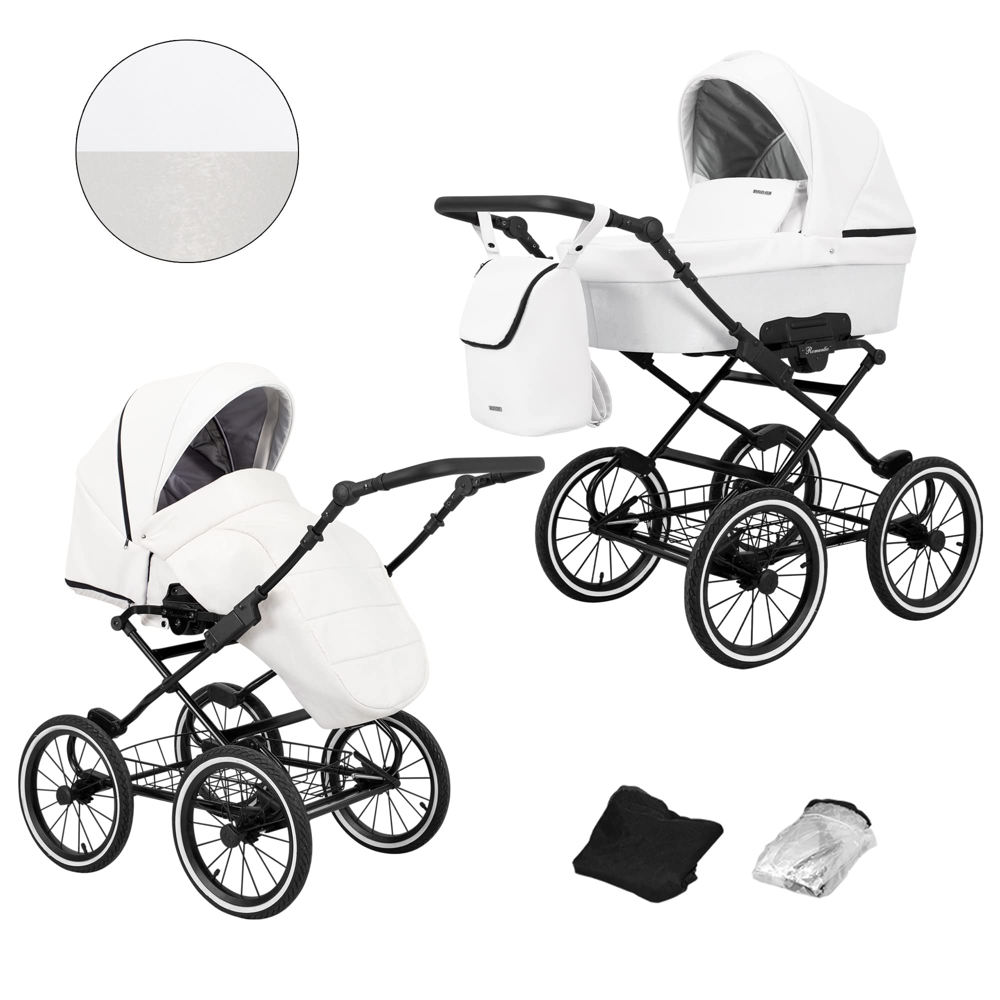 Poussette landau bébé 2 en 1 nacelle bébé Kunert ROMANTIC retro 2en1 pousette 2 in 1 accessoires