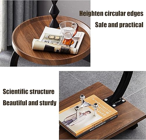 Miniatura 6 de WANLIAN Mesa auxiliar con ruedas de 23 pulgadas para sofá móvil para sala de estar, mesita de noche, mesa de centro moderna de mediados de siglo o