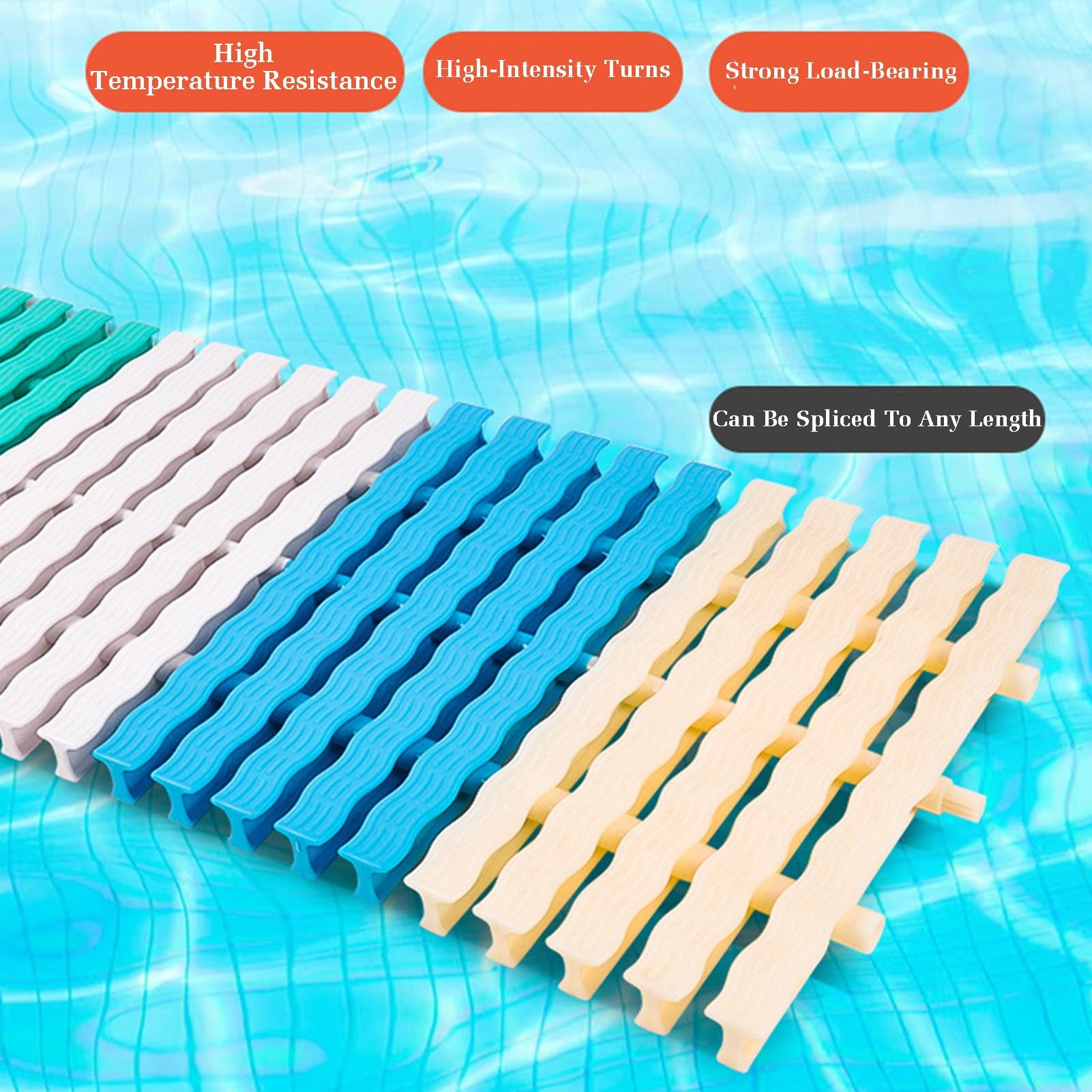 Rejillas para Piscinas, Juego de 6 Rejillas de Drenaje de plástico ABS Duradero para Piscinas, Cubiertas de desbordamiento de 30x100 cm para Drenaje de Agua de baño y Piscina, Sistema de rej