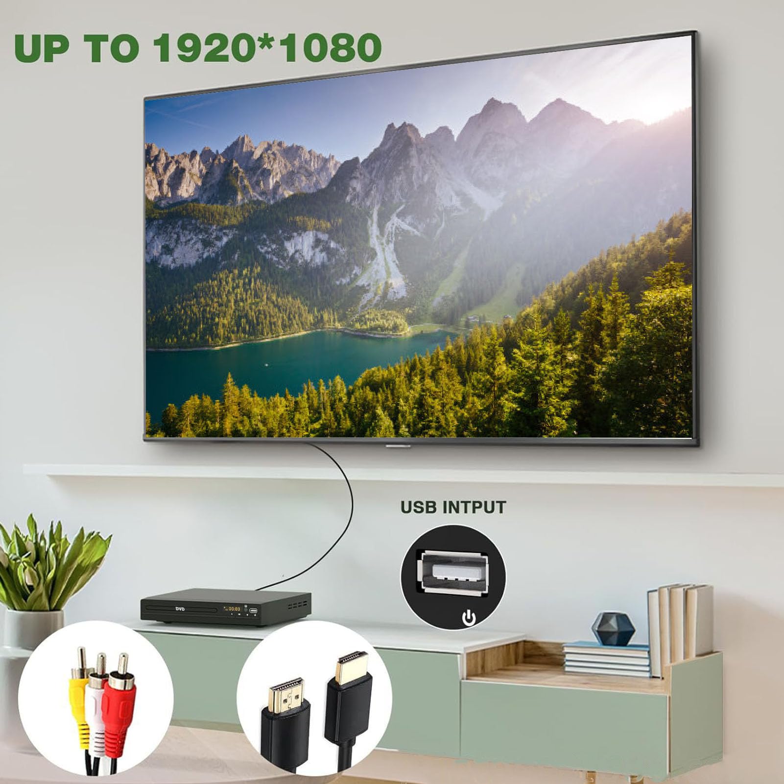 XUMIUZIY Odtwarzacz DVD HDMI do Projektora Telewizyjnego, Odtwarzacz CD DVD dla Wszystkich Regionów z Pilotem i Portem USB, Skalowanie do 1080P, Obsługa NTSC i PAL (wtyczka UE)