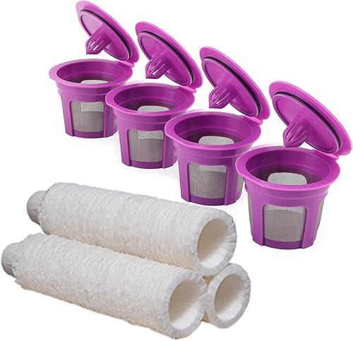 Paquete de 4 cápsulas de café reutilizables K Cup con 100 filtros de café desechables, compatibles con Keurig Single Serve 1.0 y 2.0 Negro (Black