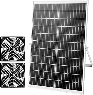 VEVOR 30W Solar Ventilator, 12V Solarpannel mit Doppelventilator, Max. 2668 U/min Solar Lüfter für 680 m³/h Luftstrom, 5 m/s Solarbetriebener Abluftventilator für Kleine Hühnerställe Gewächshäuser