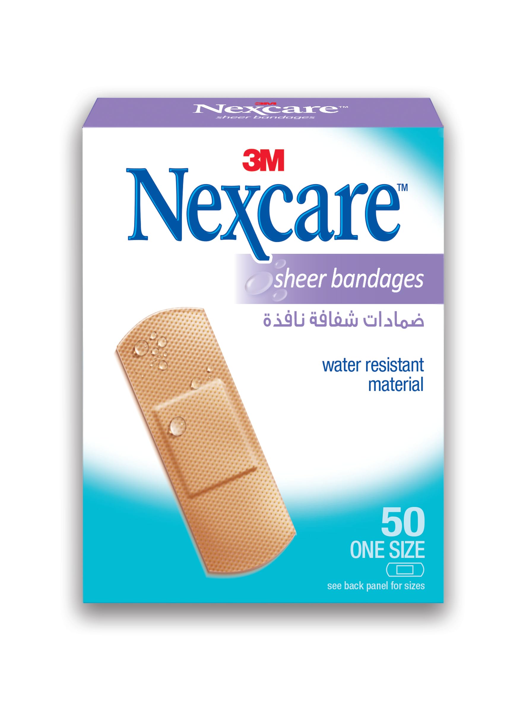 Nexcare Sheer Bandages 25x72mm 50 Pieces - Skin-Tone Adhesive Plasters in the Everyday Size, Breathable Discreet Wound Cover, Great-Value Home & Family First-Aid Refill Pack