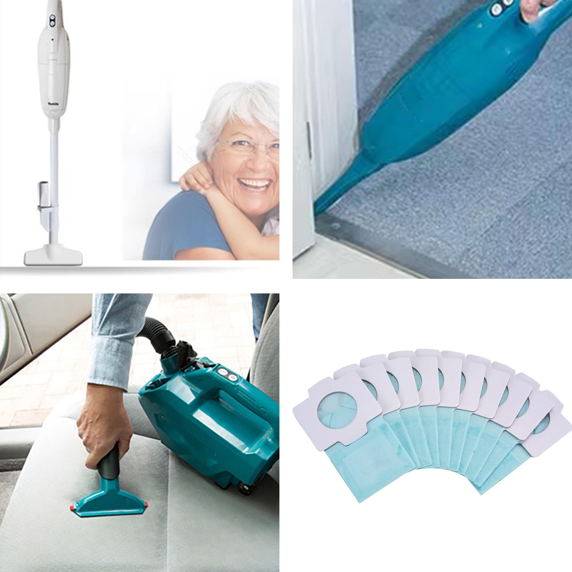 12 x worek do odkurzacza, do Makita Werkzeug Gmbh filtr papierowy do Makita CL072D, CL102D, CL105D, CL107D, CL121D, CL142FD、CL182FD、CL184D, CL282FD、4093D、4073D、4072D、4072D、4076D (12 szt.) 2) 2)