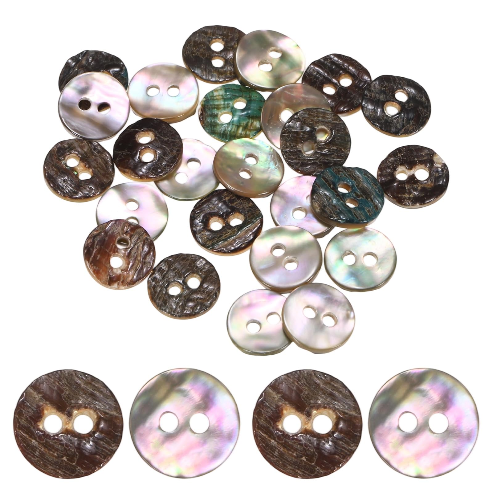 TIXIPEM 25pcs Natural Shell Buttons 10mm 2 Hole, Golden Yellow