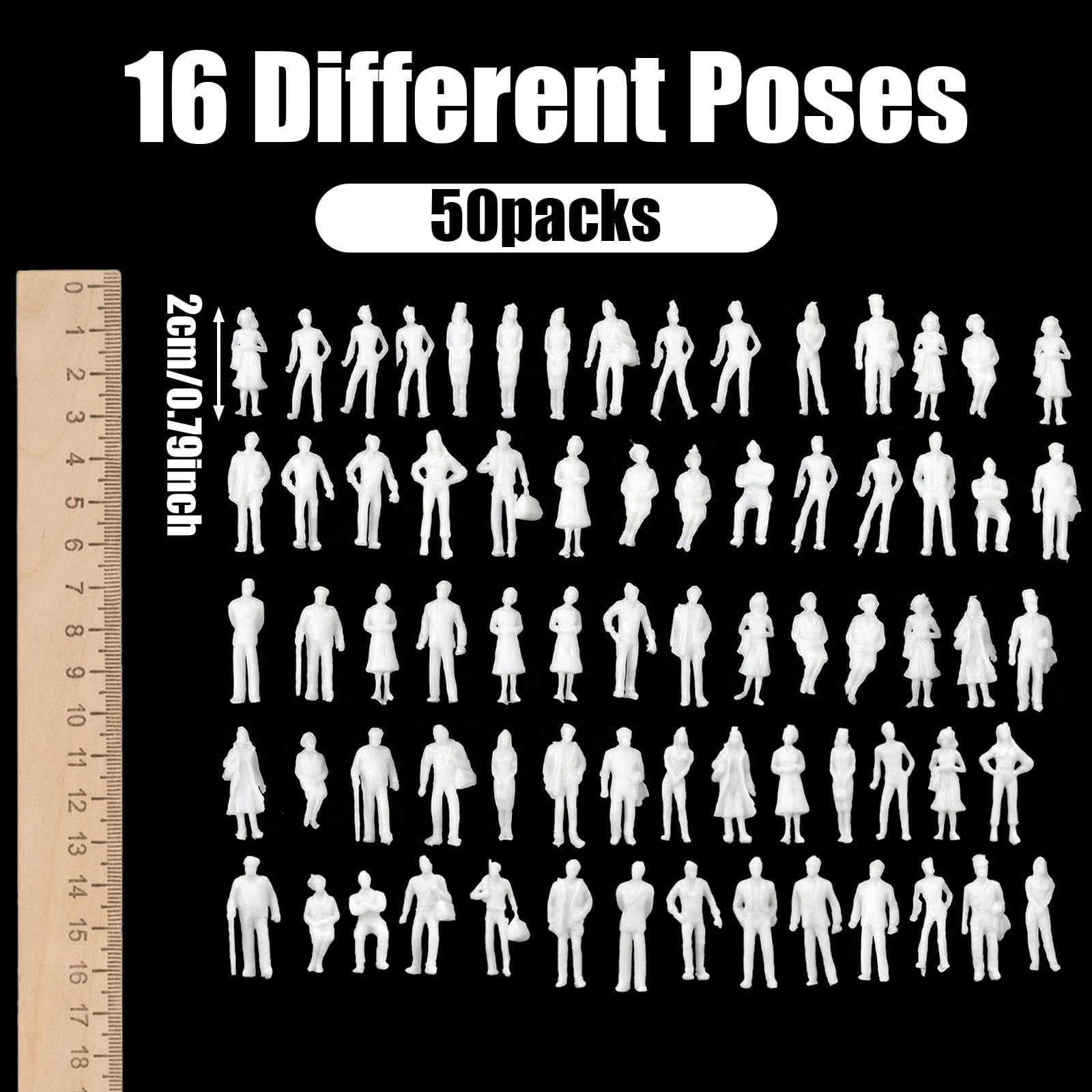 Indusoire 50PCS Miniature Human Figures, Miniature Figures Assortment, 50 Piece Miniature Models