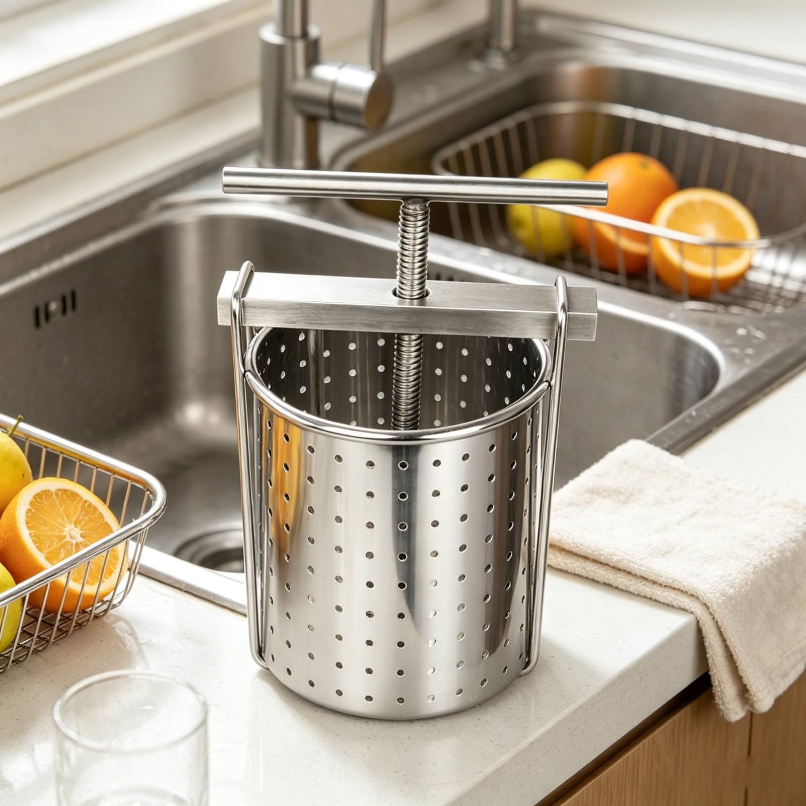 Torchio in Acciaio Inox Durevole Torchio Manuale Robusta Spremiagrumi per Appassionati di Cucina, Ristoratori, Ristorante, Bar