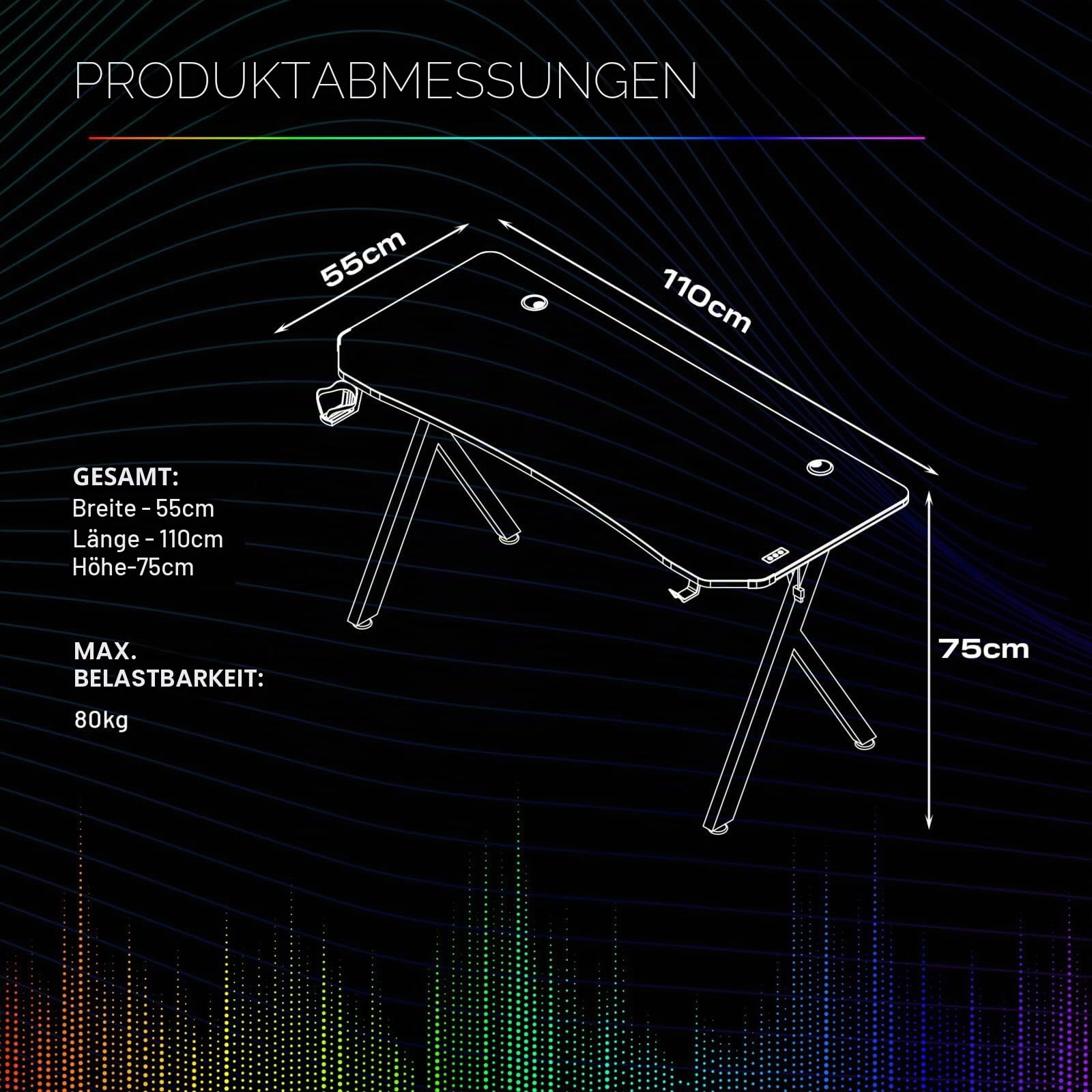 X Rocker Lumio RGB - Gaming Schreibtisch mit Beleuchtung & App-Steuerung (Compact)