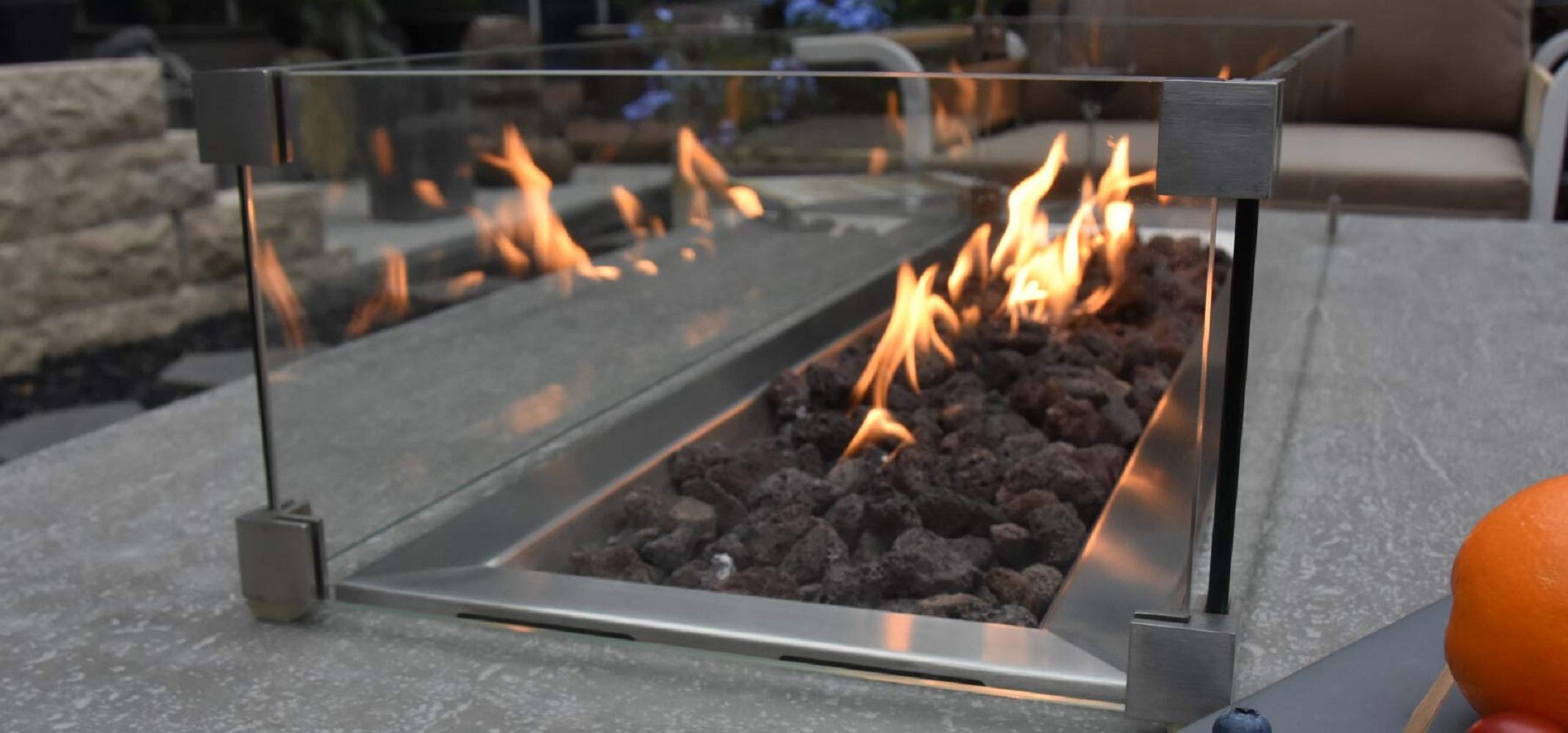 Elementi Outdoor Granville Fire Pit Table Tempered Glass Rectangle 43 x