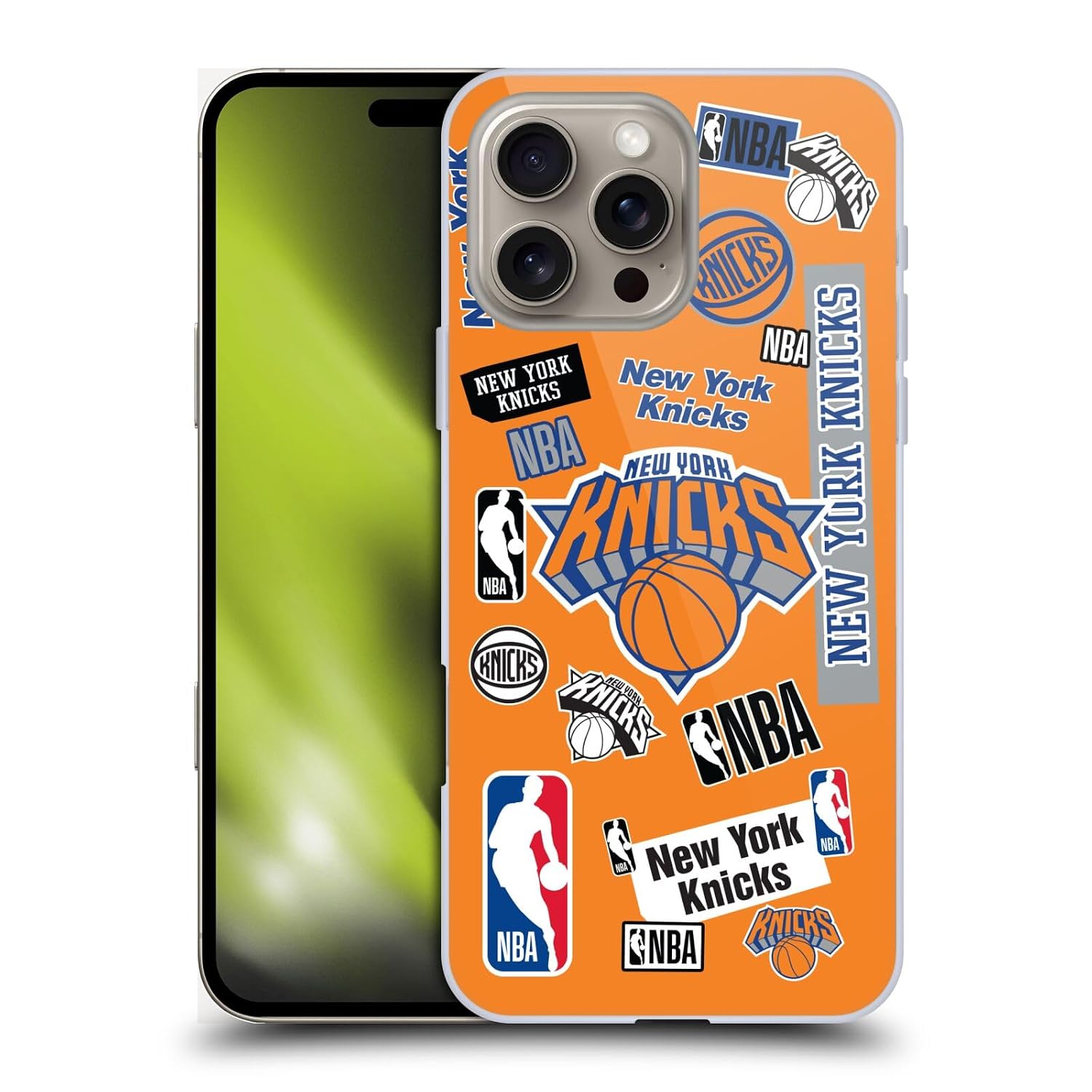 Head Case Designs Officially Licensed NBA Sticker Collage New York Knicks Hard Back Case Compatible with Apple iPhone 16 Pro Max