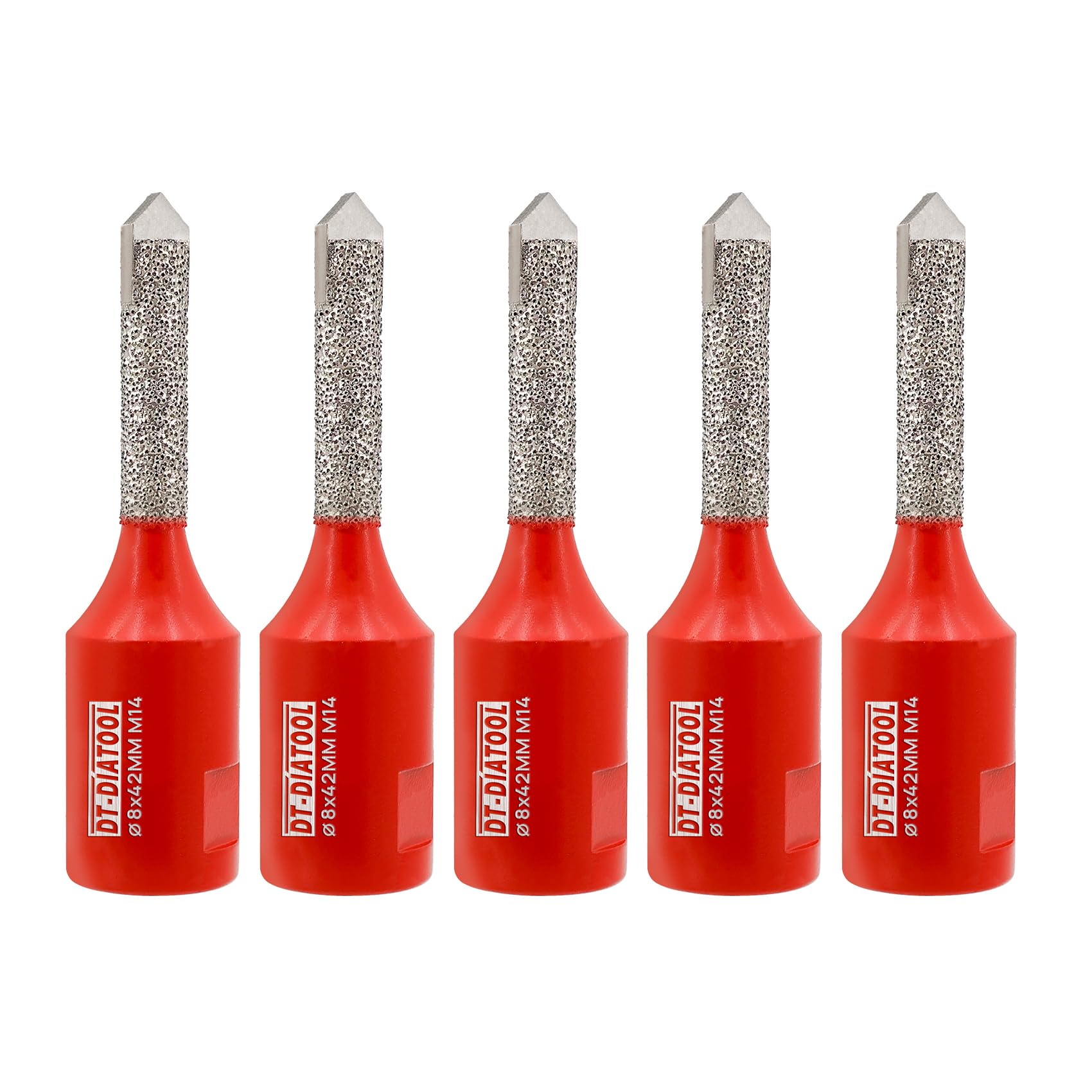 DIATOOL Diamond Mortar Raking Bit - Tuck Pointing Bit with Carbide Tipped for Granite Marble Concrete Masonry Stone Removals Vacuum Brazed Bit M14 Thread(8 * 42mm)*5