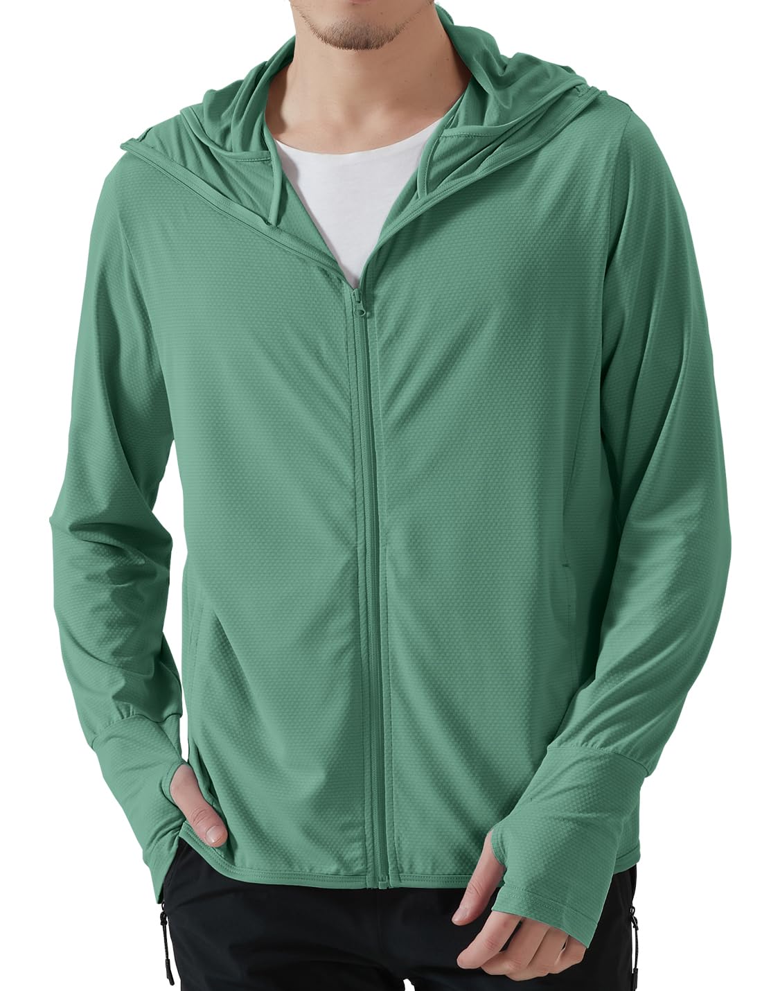 Locachy Men's UPF 50+ Sun Protection Outdoor Lightweight Full Zip Hoodie Jacket Long Sleeve Fishing Hiking Performance Shirt