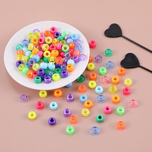 Miniatura 5 de Cuentas de cabello de 18 colores de 0.354in para trenzas de cabello, kit de cuentas de pony arcoíris para hacer joyas, cuentas Kandi para hacer