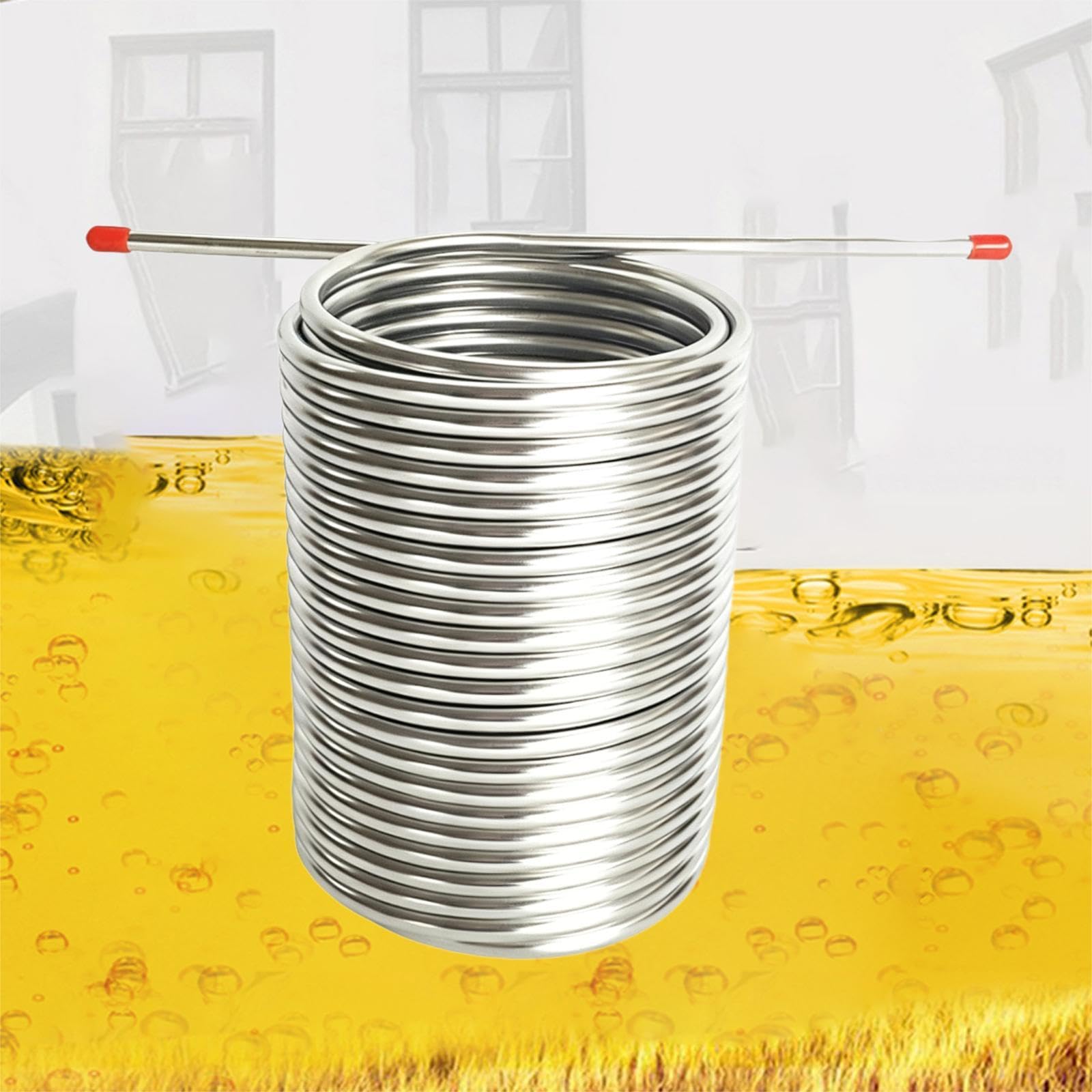 de Mosto de Serpentín Tubo en Espiral de Acero Inoxidable 304 Doble Bobina de 0.8cm para Enfriamiento y Limpieza Sencilla, Sin Conector, Individual