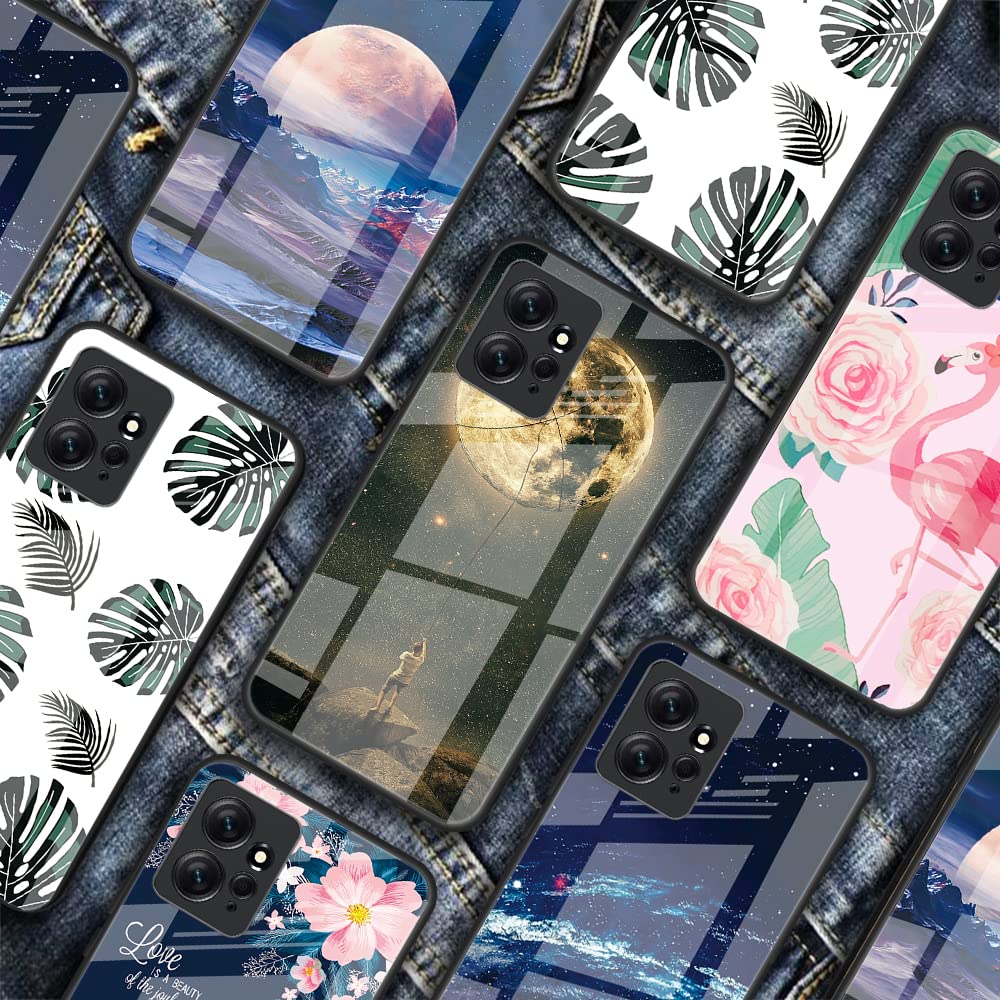Dedux Custodia Cover per Xiaomi Redmi Note 12 4G, Custodia in Vetro Temperato Cielo Stellato + Morbida Protettivo TPU Case Cover. Simpatico Fenicottero