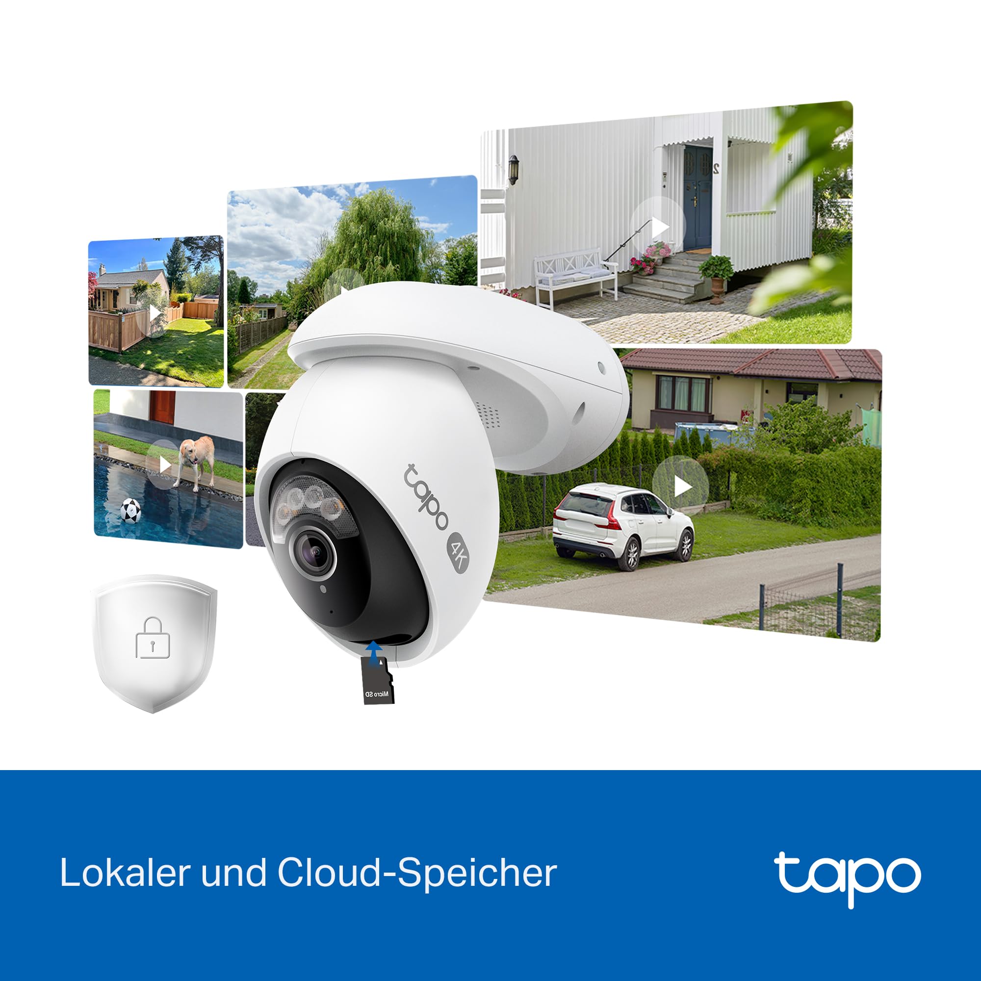 Tapo C560WS 4K 360° WLAN-Überwachungskamera für außen, Wi-Fi 6 Dual-Band, Farbnachtsicht, kostenfreie KI-Erkennung, Smart Tracking, Licht- & Ton-Alarm, Zwei-Wege-Audio, MicroSD-Karte Bis zu 512 GB