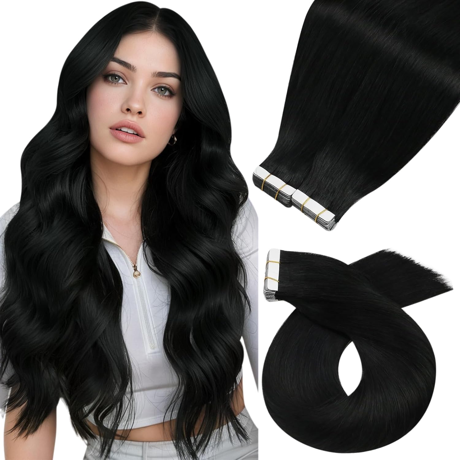 Moresoo Extensions Echthaar Tape in Unsichtbar Tape Extensions Echthaar
