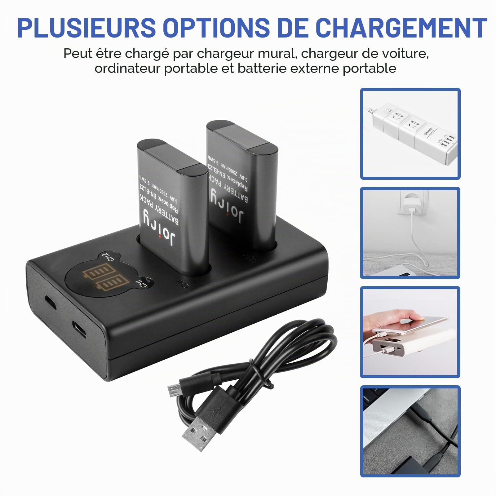 2X en-EL5 Batterie de Rechange Compatible avec Nikon Coolpix P530, P520, P510, P100, P500, P5100, P5000, P6000, P90, P80 Cameras