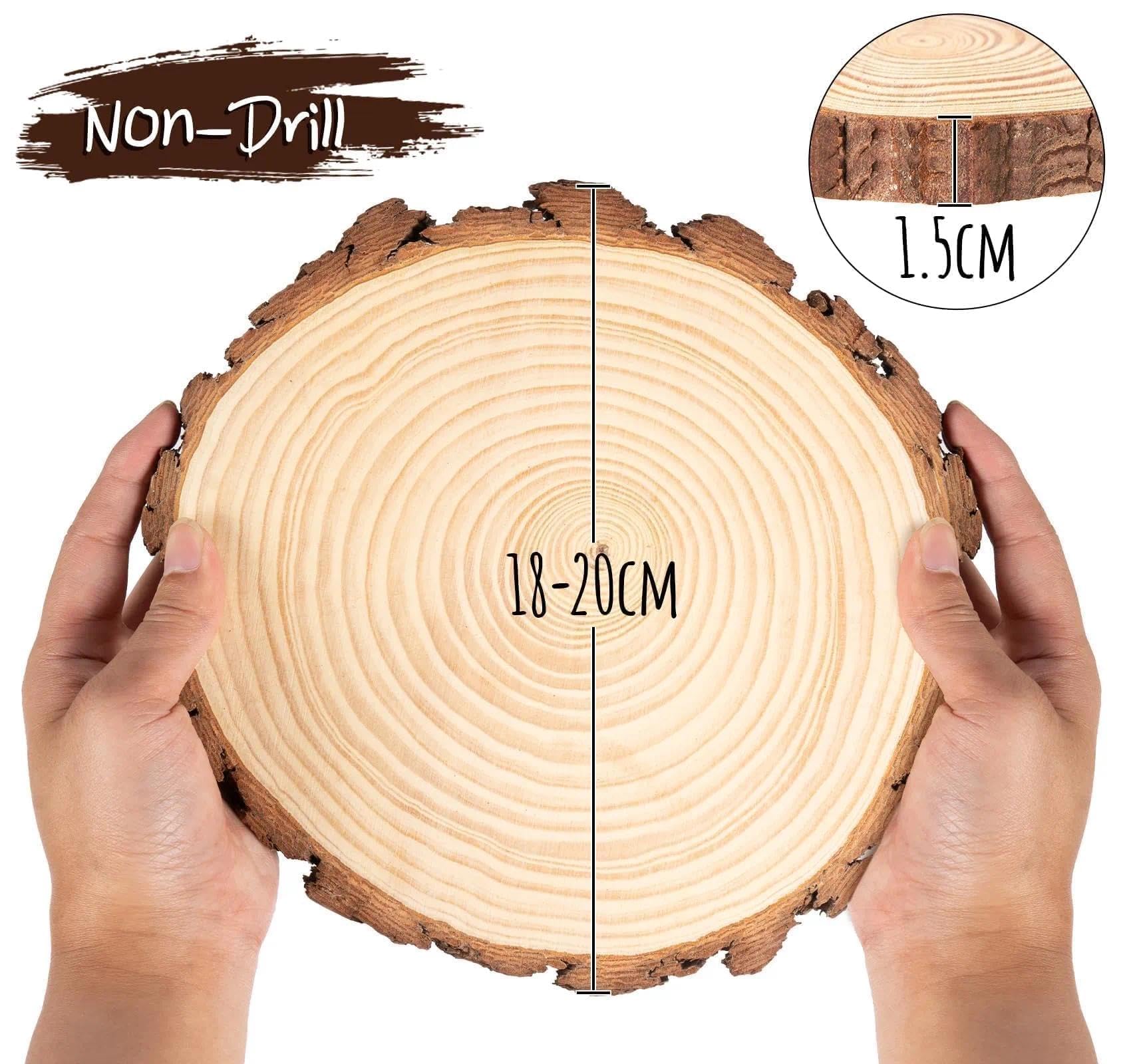 30 Stück Holzscheiben 20 cm Durchmesser mit Rinde, Runde Baumscheiben Deko aus Naturholz, 15 mm Dicke, Rustikale Holzscheiben für Hochzeit, Tischdeko, Kerzen & Vintage Deko