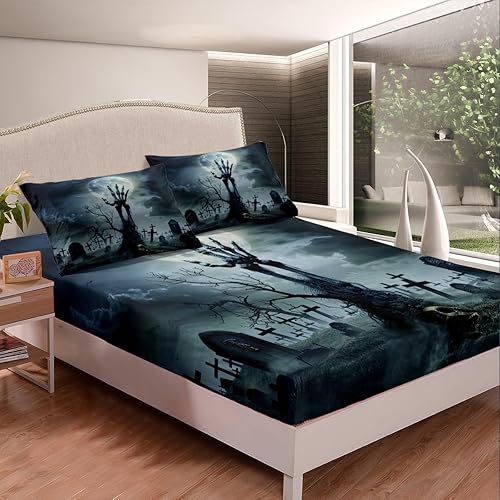 Miniatura 2 de Juego de ropa de cama de calavera de azúcar, tamaño Queen, juego de sábanas con diseño de calavera para niños y niñas, juego de sábanas con diseño