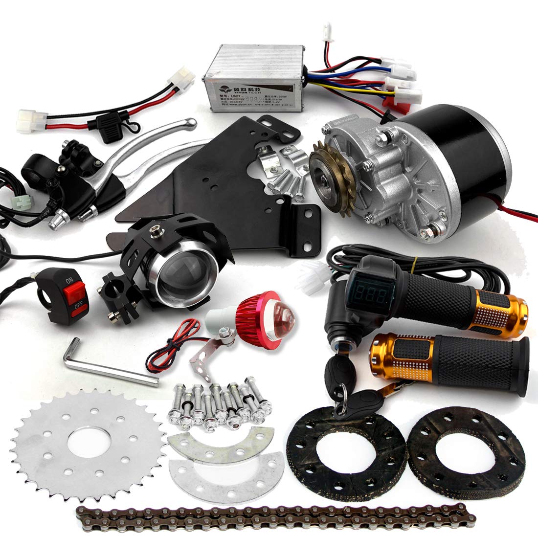L-faster 250W Brush Bike Motor Kit Rear Wheel Spokes Gear Sprocket Left Side Chain Drive Model Cheap Solution For DIY E-bicycle (36V 250W kit)
