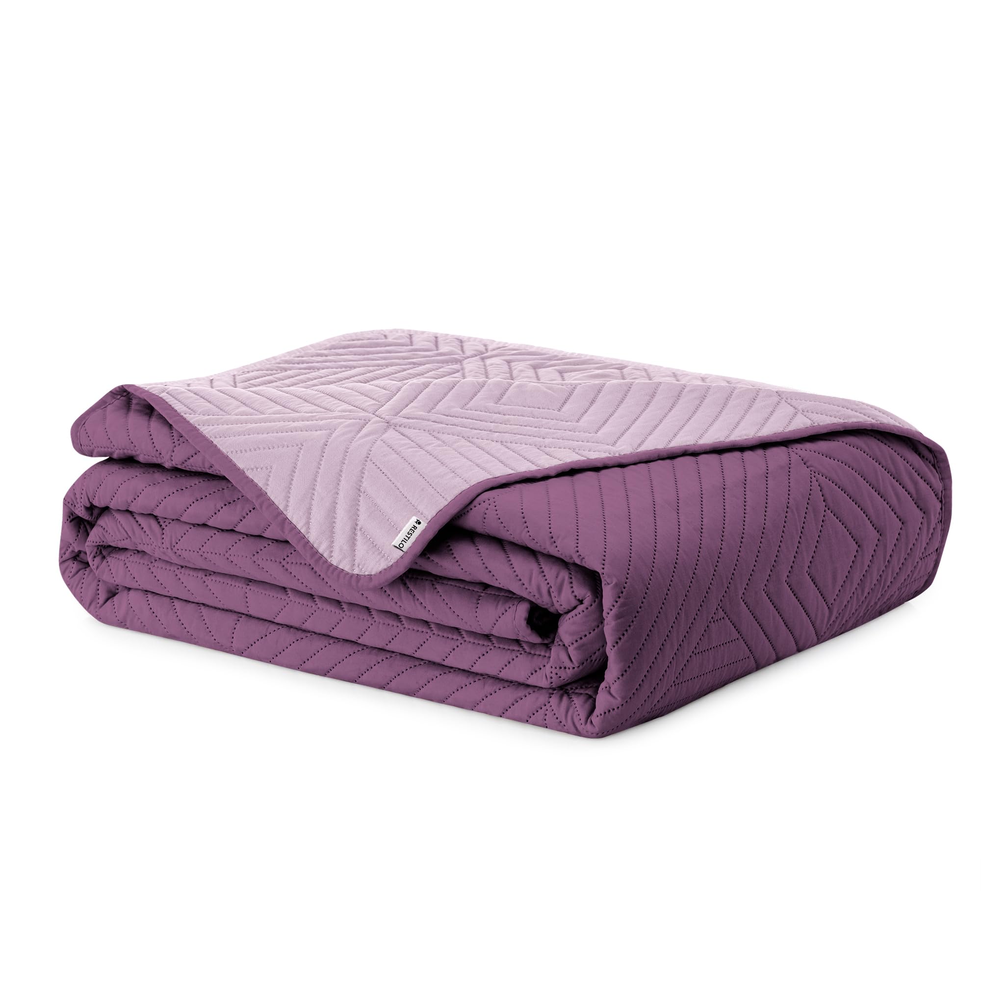 AmeliaHome Colcha de Color Morado Lila 170 x 270 cm, Colcha Doble Cara Ultrasonic Acolchado poliéster Softa