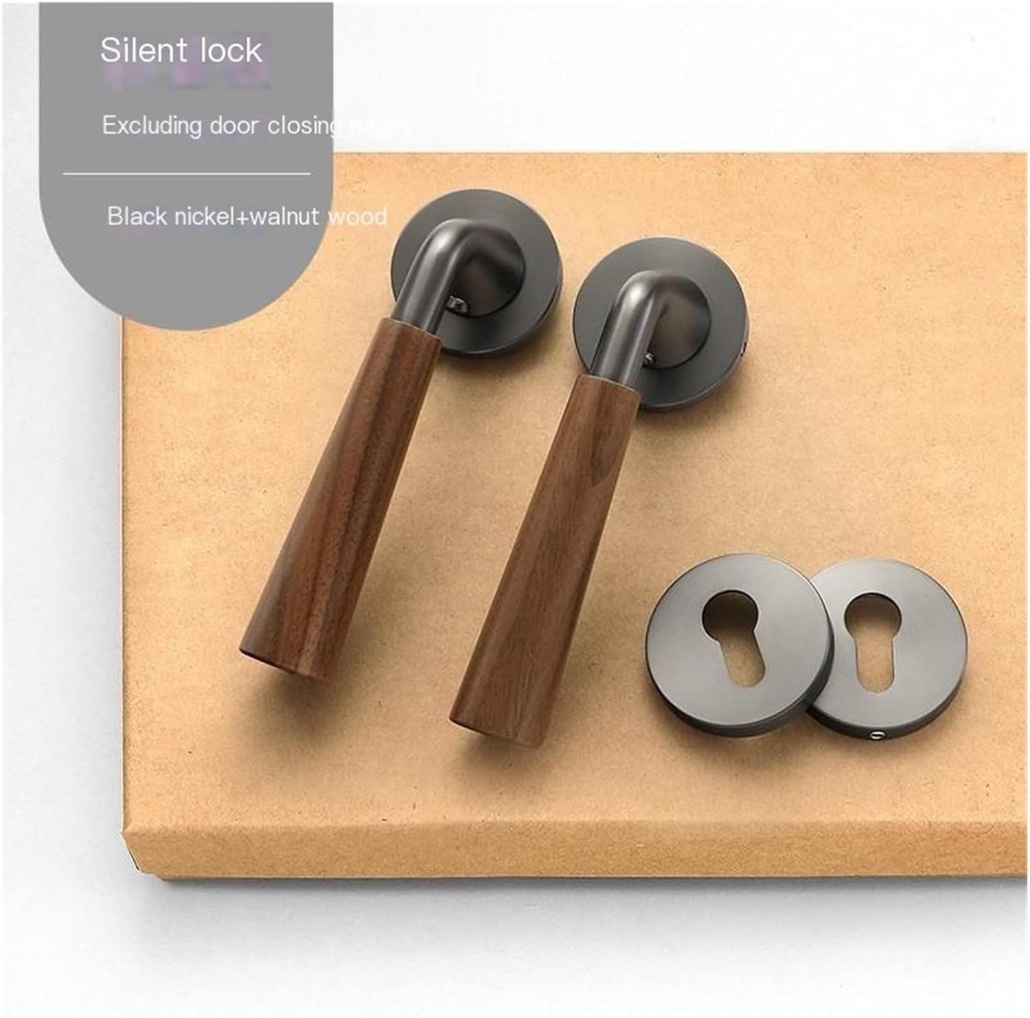 ウォールナットドアロック 屋内 寝室 部屋 ドア レトロ サイレント 磁気ドアロック スプリットドアハンドル(Black Nicke