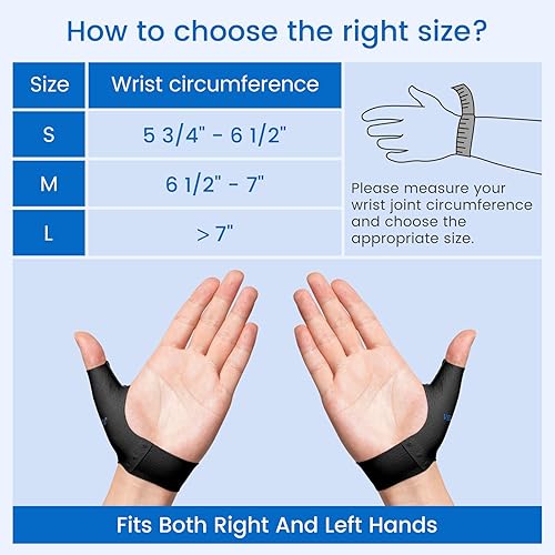 Miniatura 6 de VELPEAU Muñequera elástica para el pulgar (paquete de 2), manga de compresión a prueba de salpicaduras para dolor de artritis, tendinitis,