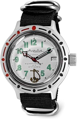 VOSTOK | Sea Captain Amphibian Automatic Self-Winding Russian Diver Watch | WR 200 m | Fashion | Business | Casual Mens Watches | Model 420381 Black Strap