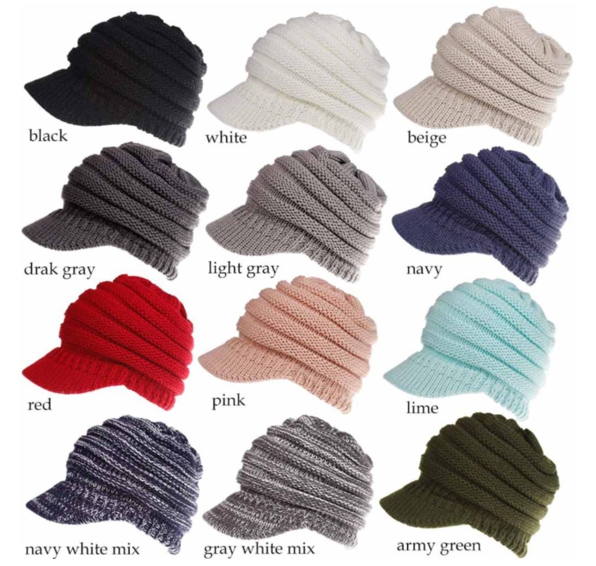 Wintermütze Für Kälte Warme, Übergroße, Grobe, Weiche, Gerippte Slouchy-Strickmütze Mit Visierkrempe Mütze Warme
