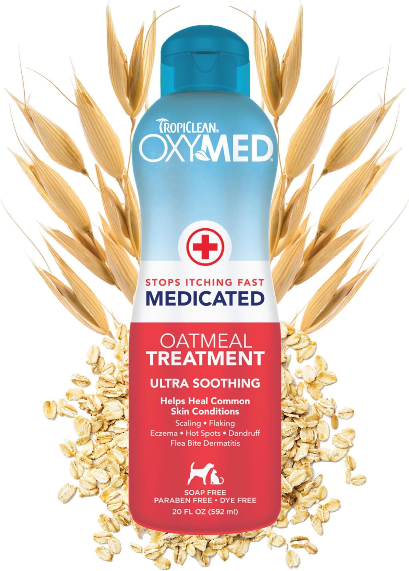 TropiClean OxyMed Medicated Dog Conditioner for Pets - Allergies and Itching - Soothing Relief for Skin Issues like Seborrhea, Eczema, Flea Bite, and Yeast Dermatitis - Anti Itch Conditioner, 592ml