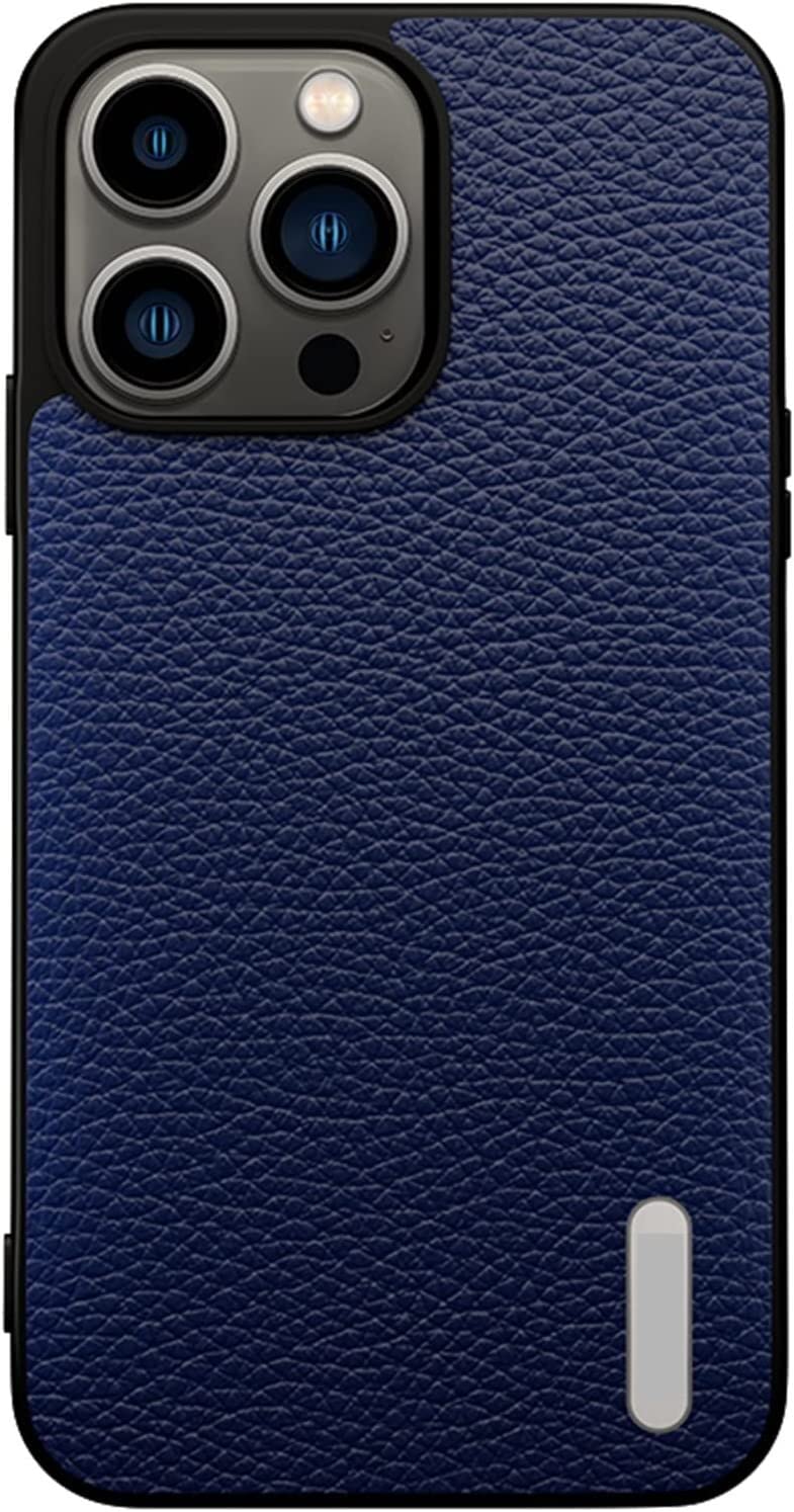 Coque cuir iPhone 13 Pro Max anti-rayures étui mince bleu rigide