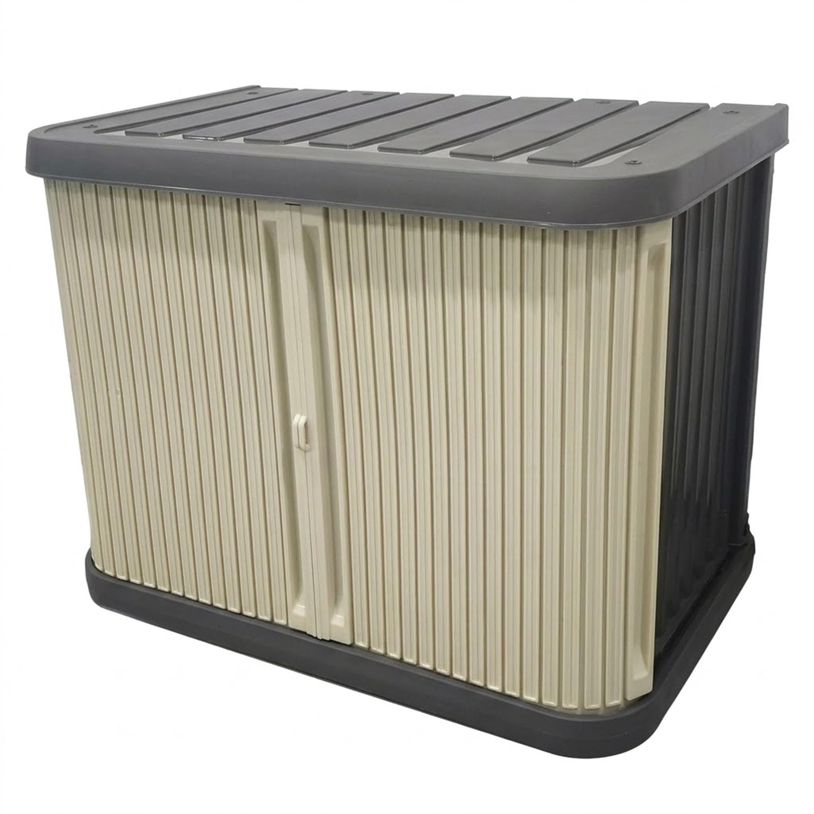Geräteschrank für Außenbereich, Kunststoff-Gartenschrank mit Bodenplatte, Abschließbar und Wetterfest für Garten und Terrasse,Beige,Tall