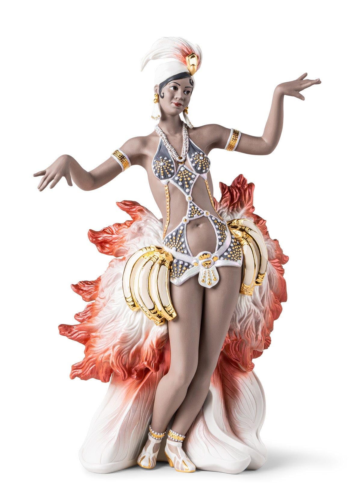 Lladró Matte Porcelain Woman Figure Ebony Goddess. Sculpture Representing A Cabaret Dancer