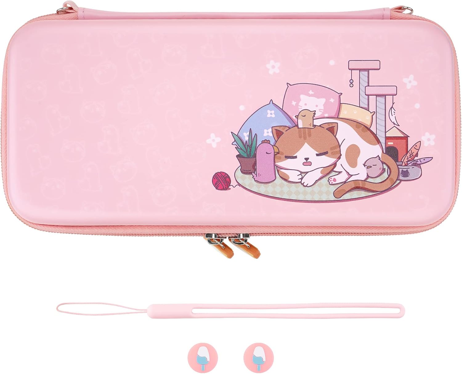 playvital Pink Cute Carrying Case for Nintendo Switch & Switch OLED, Portable Travel Storage Case for Switch