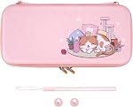 PlayVital Carrying Case for Nintendo Switch & Switch OLED, Portable Pouch Storage Handbag Travel Bag Protective Hard Case for Switch Console w/Thumb Grip Caps & Game Card Slots