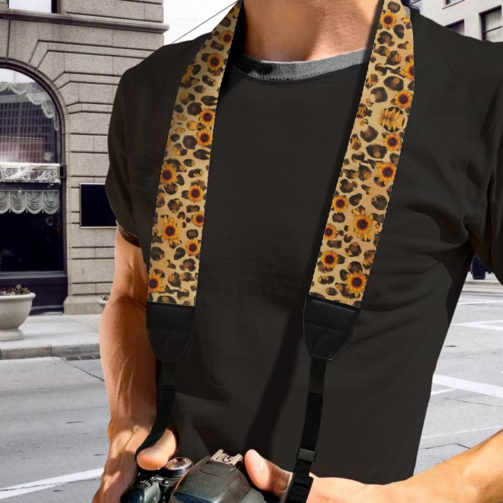 Boatee Sunflower Camera Strap Leopard Dslr Camera Strap Easy to Install Crossbody Camera Holder Strap Adjustable Quick Release Camera Strap Camera Wrist Strap Camera Sling Strap Yellow