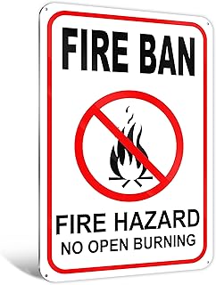 No Campfires Sign, 8x12 Reflective Aluminum Fire Ban No Open Burning Fire Hazard Sign