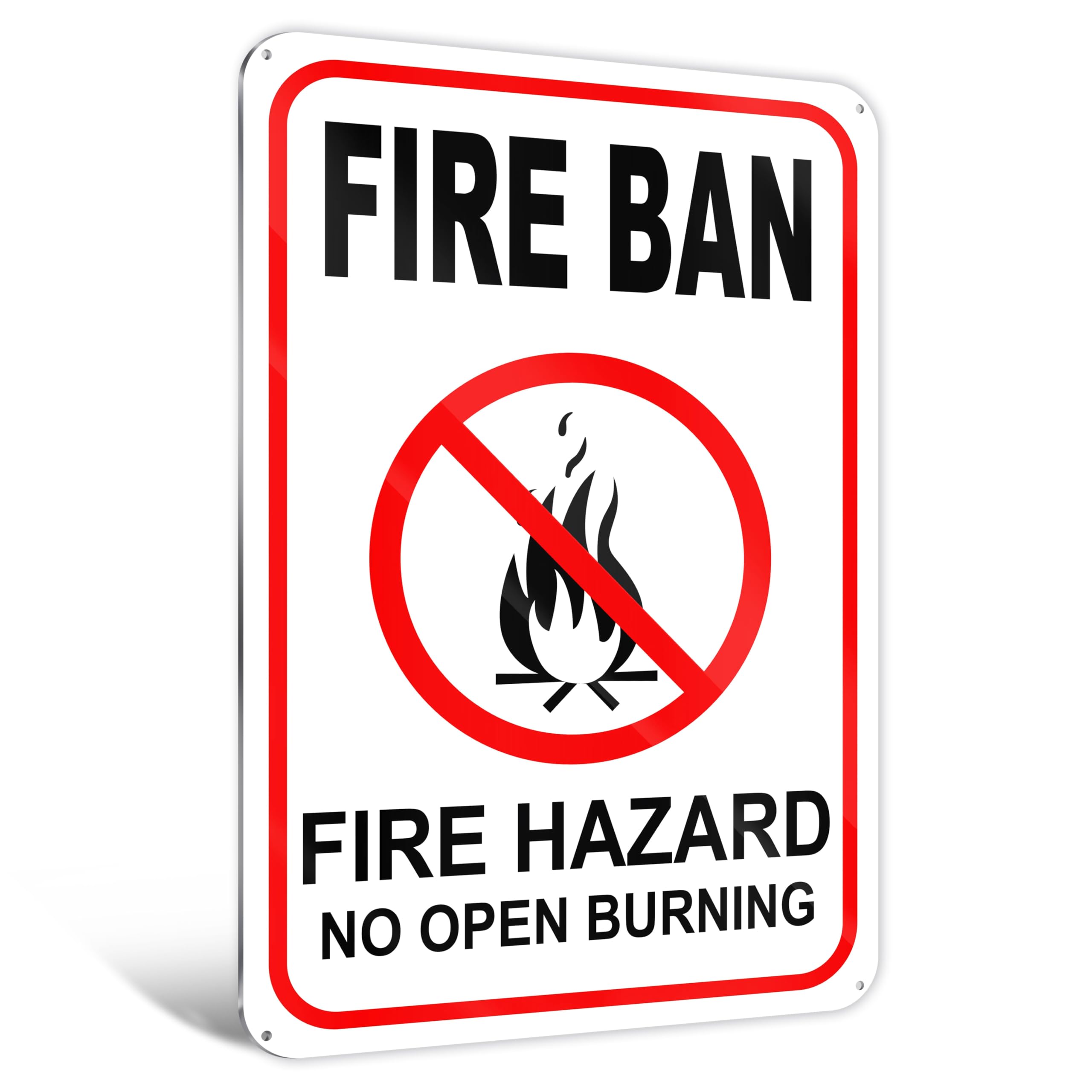 No Campfires Fire Ban Hazard Warning Sign, Outdoor & Indoor, 12x8 inch