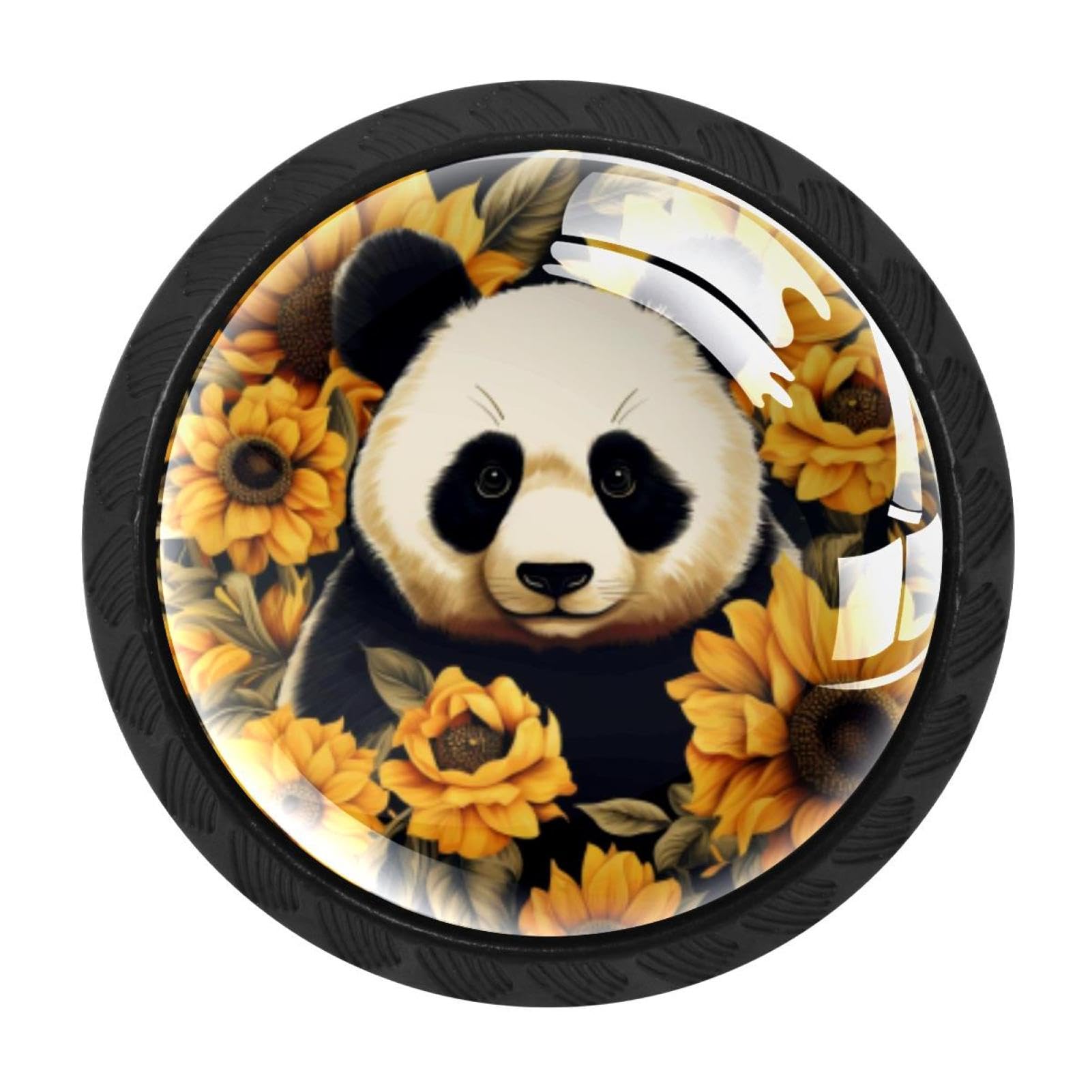 Chenzzzz Multicolored 01 4 Pack Panda Sunflower Kitchen Cabinet Knobs Drawer Knobs Dresser Knobs Matte Black Zinc Knobs Drawer Pulls Door Knobs Dresser Drawer Handles Knobs For Dresser Drawers