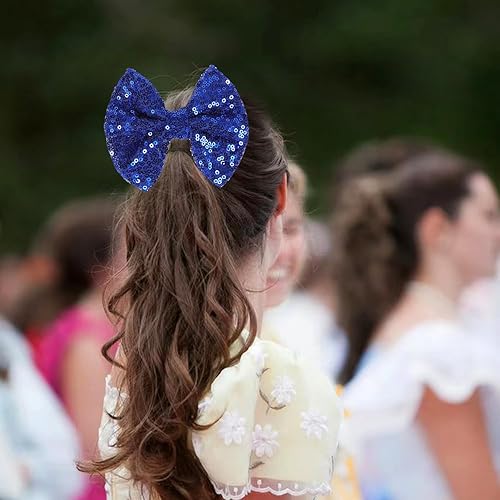 Miniatura 10 de Love Fairy - Horquilla con lazo con brillantina, una pinza para el cabello con lazo de lentejuelas brillantes, 5 pulgadas, perfecta para niñas,