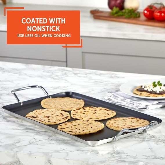 Imusa Double Burner Griddle Non-Stick 20-Inch، Black