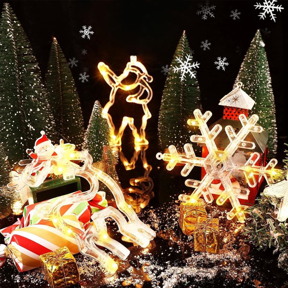 Shengruili LED Lichtervorhang Weihnachtsdeko - Fensterlicht Mit Saugnapf Warmweiß