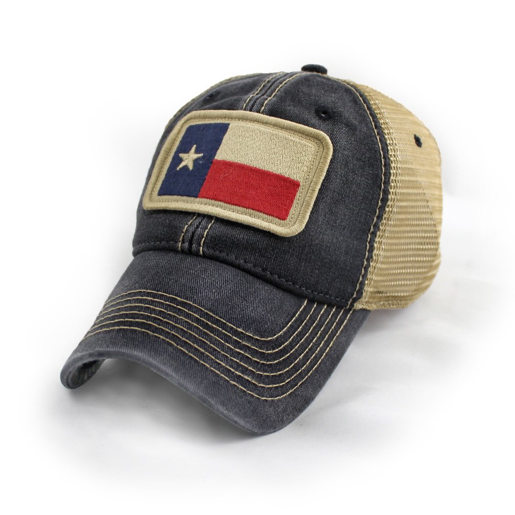 Texas Flag Patch Trucker Hat, Black