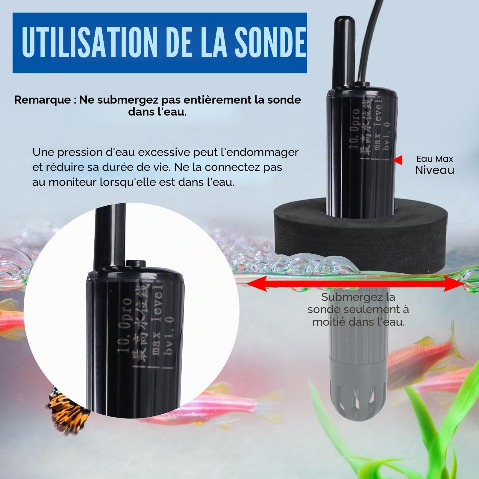 TEKCOPLUS Moniteur de pH Numérique WiFi 8-en-1 pour la Qualité de l'Eau avec Sonde pour Aquariums, Hydroponie, Piscines, Étangs, Laboratoires Mesure pH, Température, TDS, EC, Salinité, ORP, SG