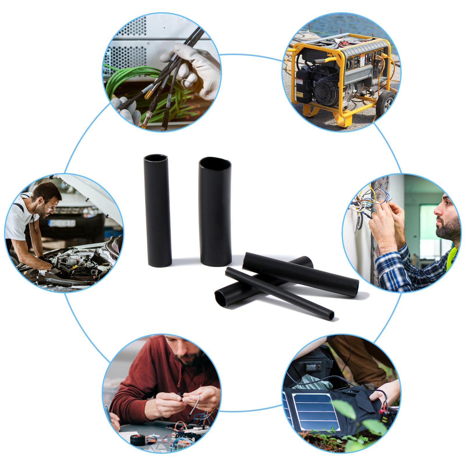Vinabo 400 piezas 3:1 tubo termorretráctil de doble pared, kit de envoltura termorretráctil impermeable, revestimiento adhesivo, kit de tubo de cable termocontraíble de aislamiento eléctrico (Negro)